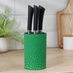 Подставка для ножей с наполнителем «Зелёный разлом», 14x9 см, soft-touch, цвет зелёный