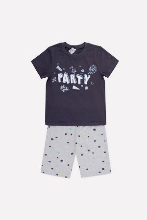 Пижама для мальчика Crockid К 1528 темно-серый + квадратики на меланже