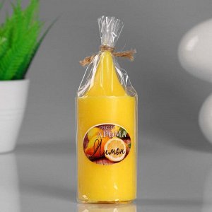 Свеча- цилиндр "Лимон" ароматическая, 4*10 см