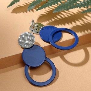 Серьги "Модерн" мятый металл, диск и кольцо, цвет синий в серебре
