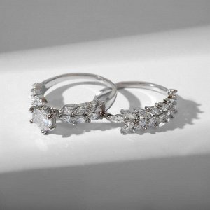 Кольцо "Сокровище" кристаллы, цвет белый в серебре, размер 16