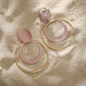 Серьги "Модерн" двойные кольца, цвет светло-розовый в золоте 7050452