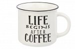 Кружка 400 мл 12*9,5*8,5 см &quot;LIFE BEGINS AFTER COFFEE&quot; NEW BONE CHINA