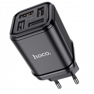 NEW Сетевое Зарядное устройство HOCO C84A Resolute 4*USB + USB, 3.4A, черный