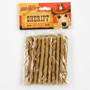 Лакомство BraVa  Sheriff для собак сыромятная витая палочка 5" 12,5см, 20 X 9-10 г