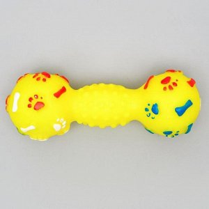 Игрушка пищащая "Гантель с лапками" для собак, 13 см, микс цветов