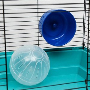 Набор для грызунов, шар прозрачный 14  см + колесо синее 13.5 см