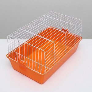 Клетка для кроликов с сенником, 60 х 36 х 32 см, оранжевый