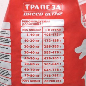 Сухой корм "Трапеза" BREED ACTIVE для взрослых собак активных пород, 20 кг