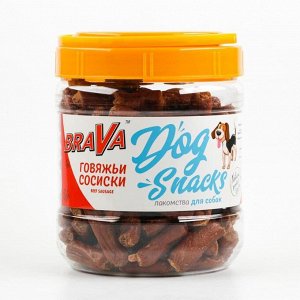 Лакомство BraVa говяжьи сосиски для собак, банка, 750 г