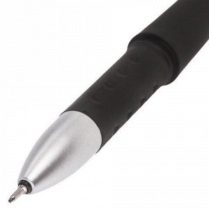 Ручка гелевая с резиновым упором 0,5мм BRAUBERG Impulse ЧЕРНАЯ, игольчатый стержень