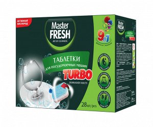 Master Fresh таблетки для посудомоечных машин Turbo 28 шт (водорастворимая оболочка)