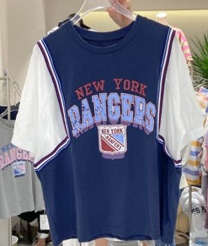 Женская футболка,надпись "New York Rangers",цвет белый/синий