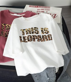 Женская футболка,надпись "This is Leopard",цвет белый
