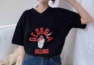 Женская футболка,надпись "Georgia Bulldogs",цвет черный