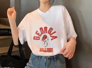 Женская футболка,надпись "Georgia Bulldogs",цвет белый