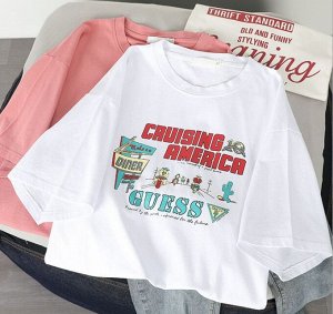 Женская футболка,надпись "Cruising America",цвет белый