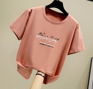 Женская футболка,надпись "Girl Boss own.2018",цвет персиковый