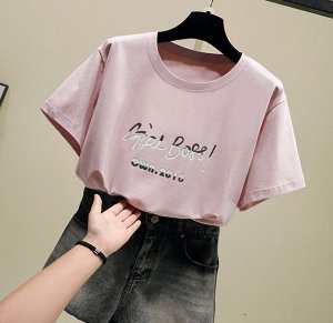 Женская футболка,надпись "Girl Boss own.2018",цвет розовый