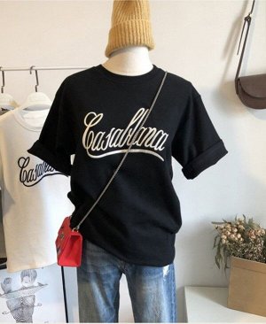 Женская футболка,надпись "Casablanca",цвет черный