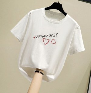 Женская футболка,надпись "Behaviorist",цвет белый
