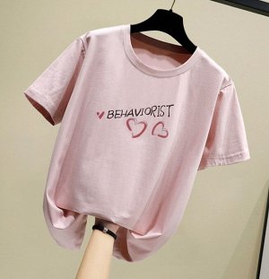 Женская футболка,надпись "Behaviorist",цвет розовый