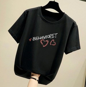 Женская футболка,надпись "Behaviorist",цвет черный
