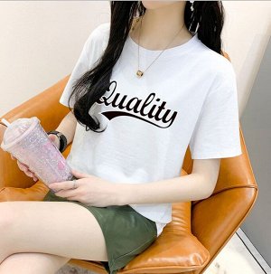 Женская футболка,надпись "Quality",цвет белый