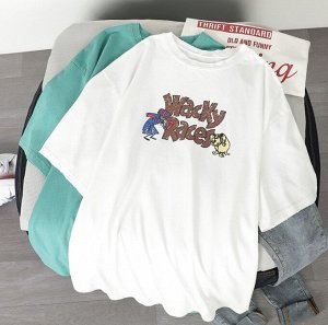 Женская футболка,надпись "Wacky Races",цвет белый