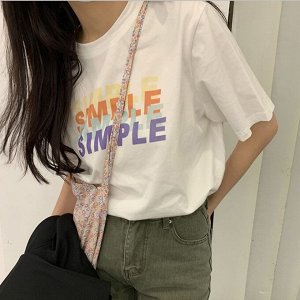 Женская футболка,надпись "Simple",цвет белый