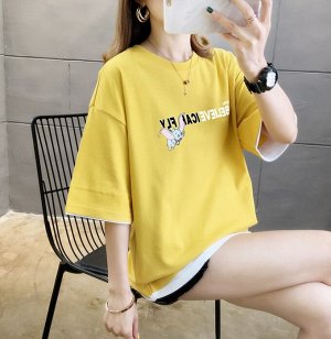Женская футболка,надпись "I believe I can fly",цвет желтый