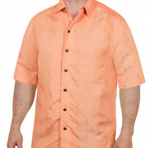 Персиковая мужская рубашка Caribbean Joe – накладной карман, короткие рукава, легкий летний материал. Дополни свой гардероб брендовой новинкой! №Тр 303 ОСТАТКИ СЛАДКИ!!!!