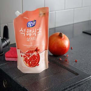 CJ Lion "Chamgreen" Средство для мытья детской посуды, овощей и фруктов, гранат, сменная упаковка с крышкой, 860мл, 900г