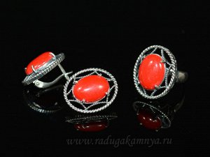 Кольцо Серьги с кораллом (имитация) размер 18