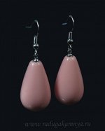 Серьги Капли из коралла розового 15*25м, 11,3г