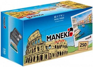 Салфетки бумажные Maneki Dream с легким и приятным ароматом, изображение Европы.2 слоя.белые.250 шт./коробка