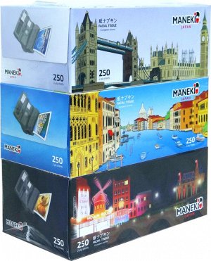 МАNEKI Салфетки бумажные двухслойные Dream с ароматом Европы в коробке 250 шт/1*3 /54/ FT 722