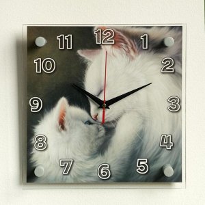 Часы настенные, серия: Животный мир, "Кошки", плавный ход, 25 х 25 см