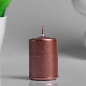 Свеча - цилиндр парафиновая, нежно розовый металлик, 4?6 см