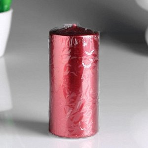 Свеча - цилиндр парафиновая, лакированная, красный металлик, 5,6?12 см