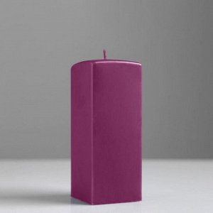 Свеча квадратная призма, 6х15 см, фиолетовая лакированная