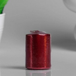 Свеча - цилиндр парафиновая, красный металлик, 4?6 см