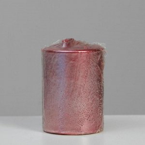 Свеча - цилиндр парафиновая, розовая с блёстками, металлик, 5,6?8 см