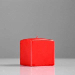 Свеча куб, 6х6 см, красная лакированная