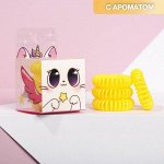 Резинки для волос в пвс коробке &quot;Котик&quot;, 4 шт, d= 2 см.