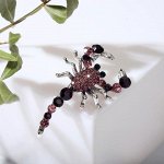 Брошь &quot;Скорпион&quot;, цвет розово-фиолетовый в черненом серебре