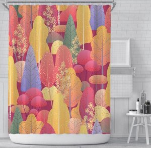 Штора для ванной комнаты,принт "Разноцветные деревья"