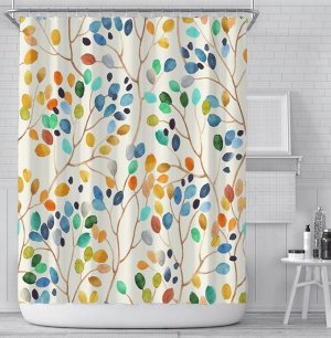 Штора для ванной комнаты,принт "Деревья с разноцветными листьями"