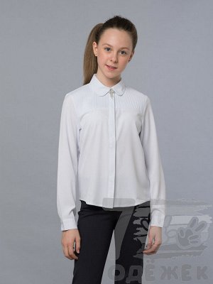 605 Блузка для девочки длинный рукав (белый)