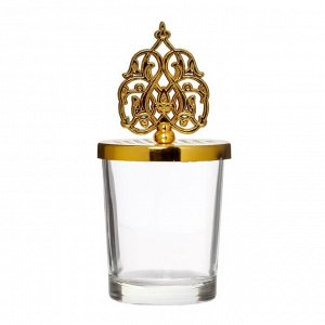 Подсвечник стекло на 1 свечу "Королевский узор" золото 11х5,5х5,5 см
